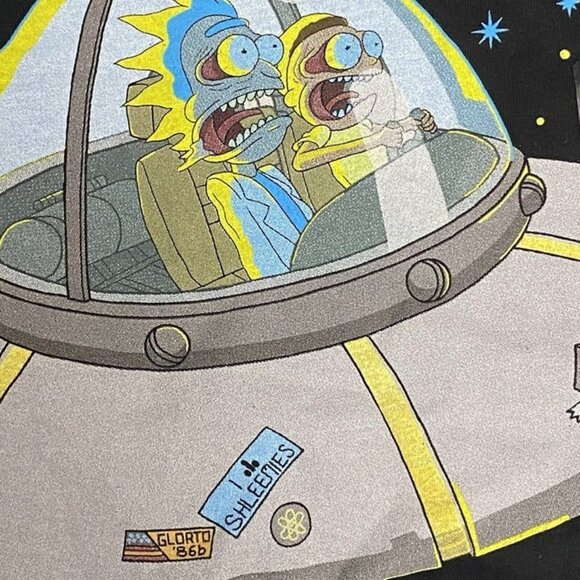 RICK AND MORTY T-Shirt Men's Large SPACE SHIP Tee Adult Swim Ripple Junction - Picture 7 of 7